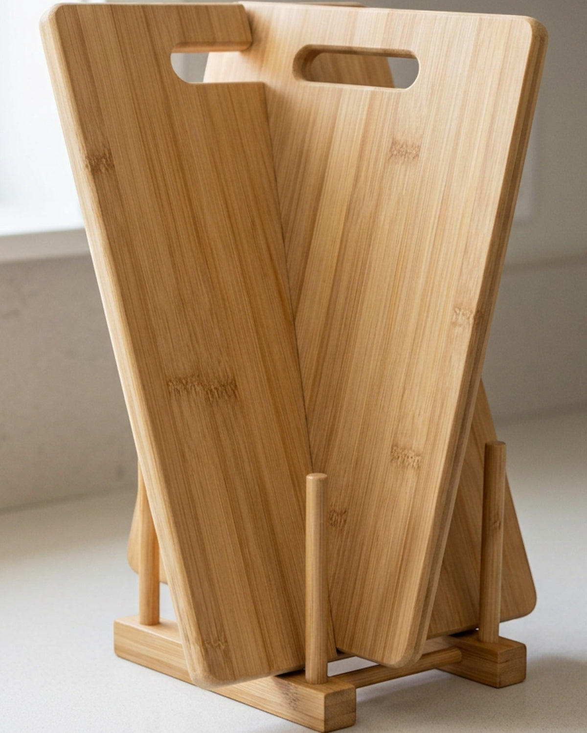 Kivzo Reversible Bamboo Cutting Board 18 x 12 Inch with Handle Slot - Lifestyle view